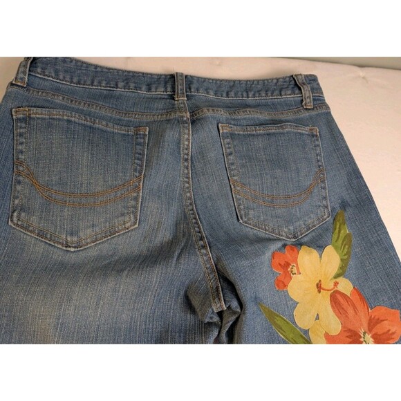 Upcycled womans Art jeans old Navy The Dreamer Hippie Boho Size 12 - Picture 10 of 11